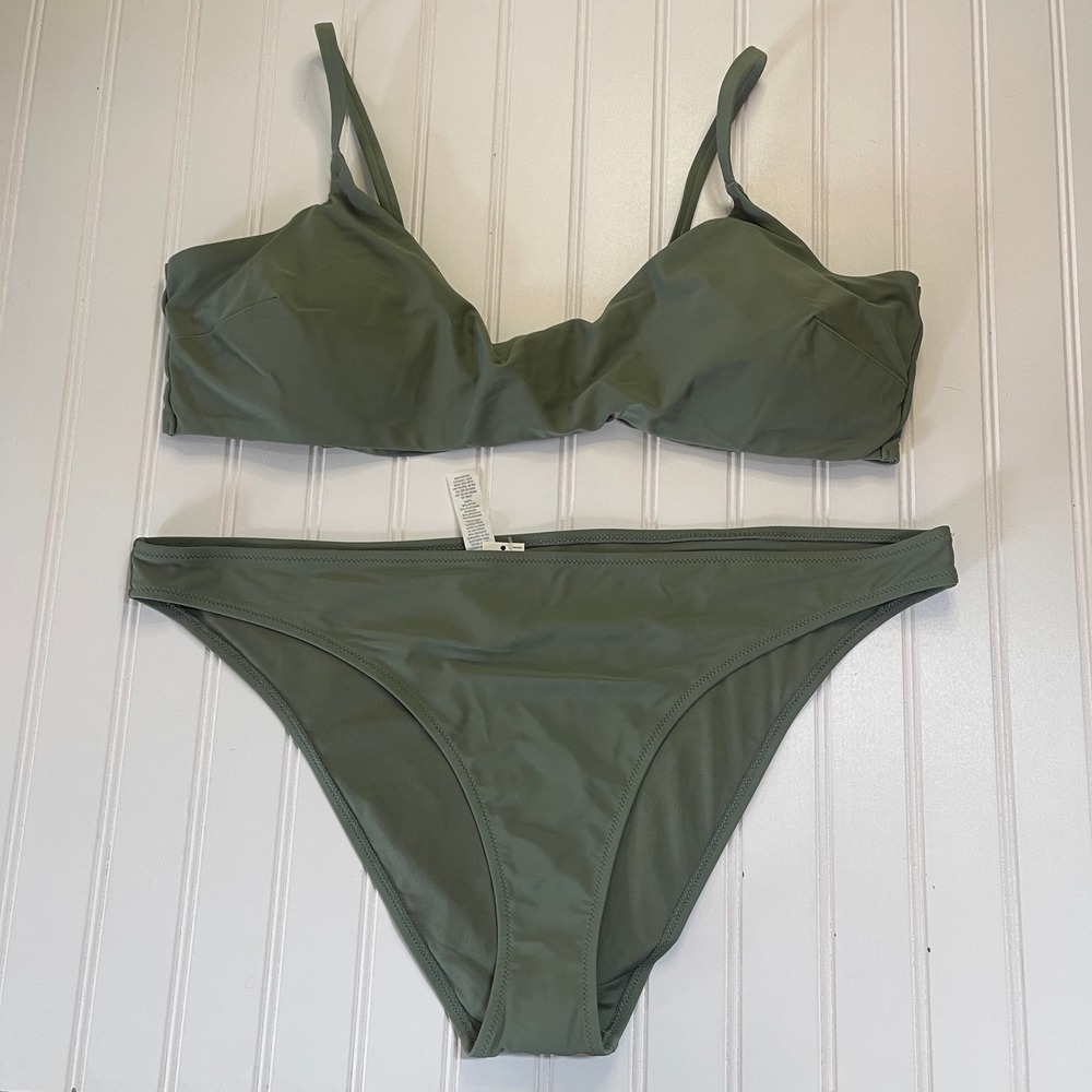 NWT Aerie Olive Green Scoop Bikini Top‎ and Cheeky Bottom Set Womens XXL